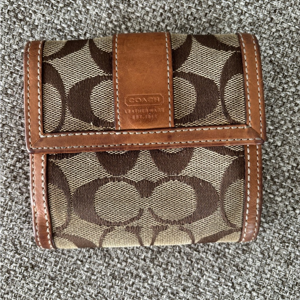 Coach Signature Brown and Tan Wallet